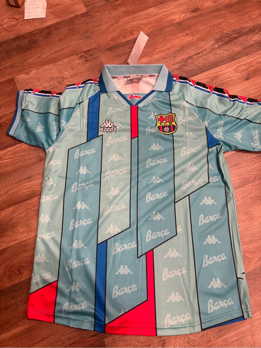 Vintage 1999 barcelona kappa Brazilian ronaldo #9 jersey slim fit shirt